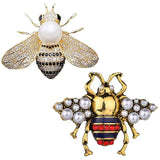 2-Pack Rhinestone Pearl Bee Brooch Pins Honey Bee Pendant Crystal Insect