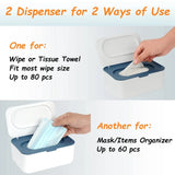 2 Pack Wipes Dispenser, Refillable Wipe Container, Non-Slip, Keeps Wipes Fresh