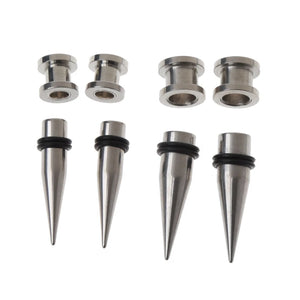 2 Pairs 1g 7mm & 9mm Steel Ear Tapers Tunnels Stretching