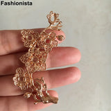 4 pcs Brass Casted Flowers Branch 30x65mm Silver Filigree Tree Hollow Flowers