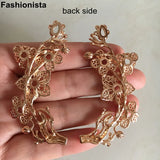 4 pcs Brass Casted Flowers Branch 30x65mm Silver Filigree Tree Hollow Flowers