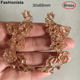 4 pcs Brass Casted Flowers Branch 30x65mm Silver Filigree Tree Hollow Flowers