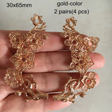 4 pcs Brass Casted Flowers Branch 30x65mm Silver Filigree Tree Hollow Flowers
