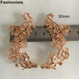 4 pcs Brass Casted Flowers Branch 30x65mm Silver Filigree Tree Hollow Flowers