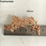 4 pcs Brass Casted Flowers Branch 30x65mm Silver Filigree Tree Hollow Flowers