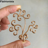 Brass Tree Ornament 52x59mm Silver Metal Filigree Branch - Set of 4