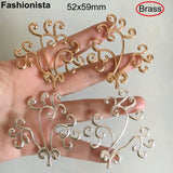 Brass Tree Ornament 52x59mm Silver Metal Filigree Branch - Set of 4