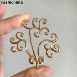 Brass Tree Ornament 52x59mm Silver Metal Filigree Branch - Set of 4