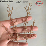 Large Filigree Tree Ornament 40x110mm Silver Brass Tree Branch With Needles