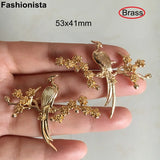 Silver Pheasant on Branch Brass Casted Bird DIY Crafts Materials