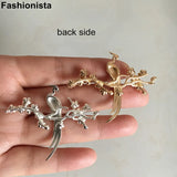 Silver Pheasant on Branch Brass Casted Bird DIY Crafts Materials
