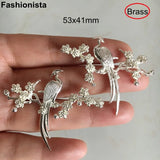 Silver Pheasant on Branch Brass Casted Bird DIY Crafts Materials