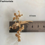 Silver Pheasant on Branch Brass Casted Bird DIY Crafts Materials
