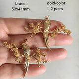 Silver Pheasant on Branch Brass Casted Bird DIY Crafts Materials
