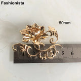 2 Pairs Filigree Peony Flower Ornament 3D Brass Flowers 37x50mm Gold/Silver