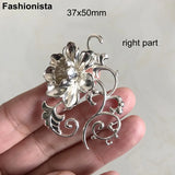 2 Pairs Filigree Peony Flower Ornament 3D Brass Flowers 37x50mm Gold/Silver