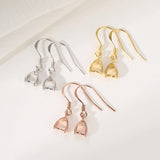 925 Sterling Silver Glossy Ear Hook Earrings Blank Base DIY Jewelry Making