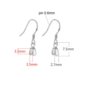925 Sterling Silver Glossy Ear Hook Earrings Blank Base DIY Jewelry Making