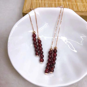 Natural Garnet Bead Long Line Earrings Healing Gemstone Party Jewelry