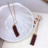 Natural Garnet Bead Long Line Earrings Healing Gemstone Party Jewelry