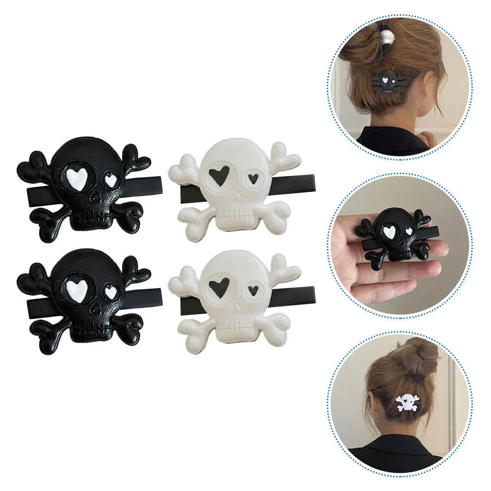 2 Pairs Goth Hair Accessories Halloween Barrettes Clip Clips Women