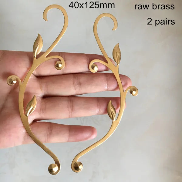 Large Leaf Branch Flower Decoration, 40x125mm Jewelry Findings, Gold Silver