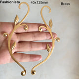 Large Leaf Branch Flower Decoration, 40x125mm Jewelry Findings, Gold Silver