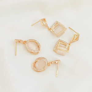 New 14K Copper Clad Zircon Cat Eyes Earrings