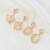 New 14K Copper Clad Zircon Cat Eyes Earrings