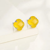 S925 Sterling Silver Earrings Tray with Amber Bees