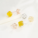 S925 Sterling Silver Earrings Tray with Amber Bees