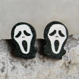 Scary Ghost Halloween Wooden Earrings Spooky Jewelry Gift