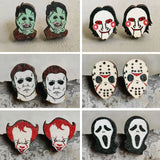Scary Ghost Halloween Wooden Earrings Spooky Jewelry Gift