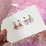 2 Pairs Kids Rainbow Butterfly Ear Clip Party Earrings