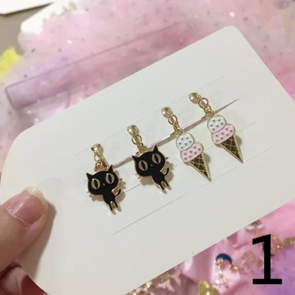 2 Pairs Kids Rainbow Butterfly Ear Clip Party Earrings