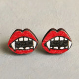 Spooky Red Lips and Fangs Halloween Earrings for Women