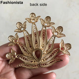 2 Pcs Brass Filigree Peacock Pendant with Cabochon Trays for DIY Jewelry