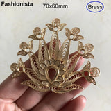 2 Pcs Brass Filigree Peacock Pendant with Cabochon Trays for DIY Jewelry