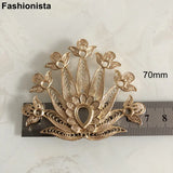 2 Pcs Brass Filigree Peacock Pendant with Cabochon Trays for DIY Jewelry
