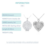 925 Silver Heart/Round Photo Frame Pendant Necklace Chain for Women/Men