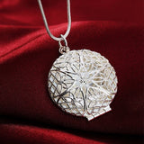 925 Silver Heart/Round Photo Frame Pendant Necklace Chain for Women/Men