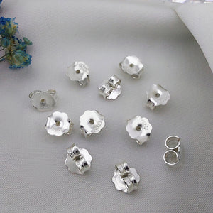 2 Pcs 925 Sterling Silver Flower Earring Backs Locking Studs