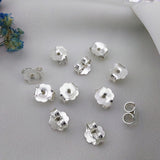 2 Pcs 925 Sterling Silver Flower Earring Backs Locking Studs