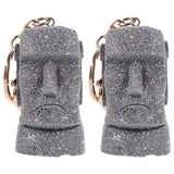 2 Pcs Stone Statue Keychain Wallet Metal Chains for Men Women