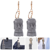 2 Pcs Stone Statue Keychain Wallet Metal Chains for Men Women