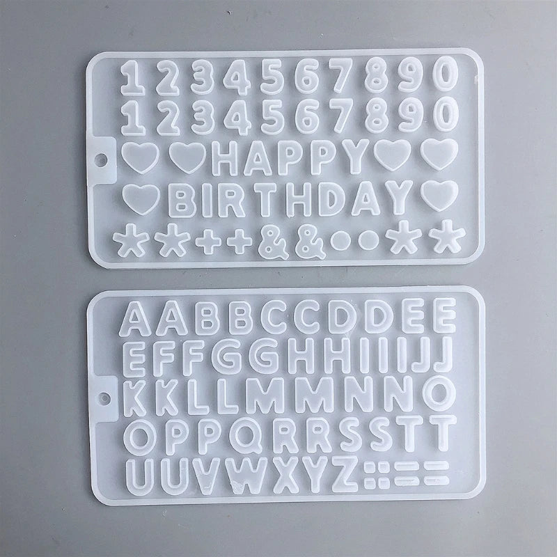 2 Pcs Alphabet Epoxy Resin Mold Numbers Pendant Keychain Silicone Mould