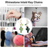 2 Pcs Rhinestone Cactus Keychain Bag Charm With Chains