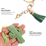 2 Pcs Rhinestone Cactus Keychain Bag Charm With Chains