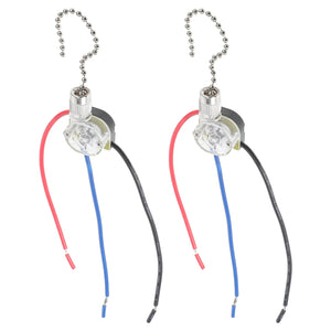 2 Pcs Ceiling Fan Switch 3 Wire Pull Chain for Fans Zipper Chains Control Light