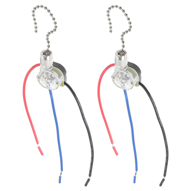 2 Pcs Ceiling Fan Switch 3 Wire Pull Chain for Fans Zipper Chains Control Light